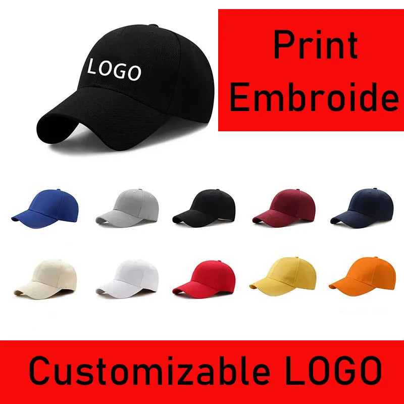 Customized LOGO Men's And Women's Adjustable Baseball Cap Printed Embroidery Peaked Cap Casual Solid Color Hip-Hop Hat