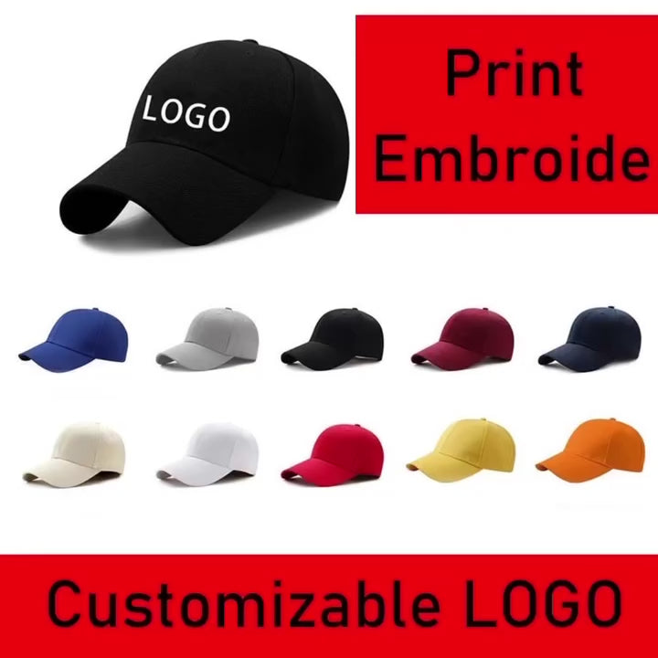 Customized LOGO Men's And Women's Adjustable Baseball Cap Printed Embroidery Peaked Cap Casual Solid Color Hip-Hop Hat
